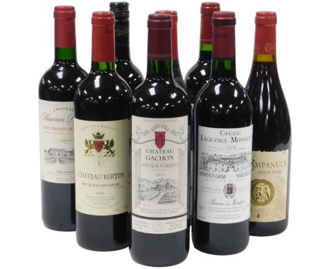 Assorted wine, including Chateau Lagrunge-Monbadon Grand Vin de Bordeaux 2008, Chateau Gachon Montagne St. Emilion 2004, and 