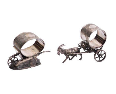 An American late 19thC novelty silver plated napkin holder, by James Walker Tufts of Boston, modelled as a wheelbarrow, the r