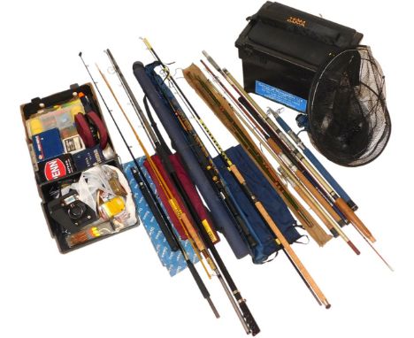 A Penn LD mutliply fishing reel, with lever drag and level wind, Penn Battle III spinning reel, further reels, Lures tackle, 