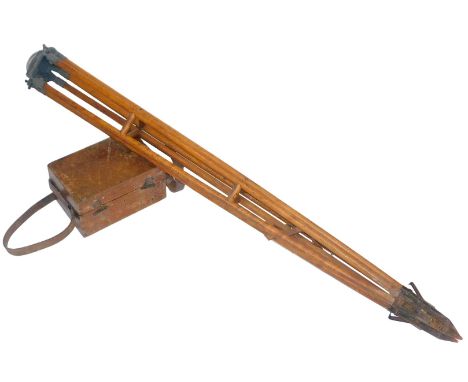 An early 20thC Cooke Troughton &amp; Sims Ltd theodolite, serial number SO4526, cased, together with a wooden and metal tripo