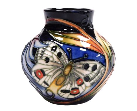 A Moorcroft pottery Apollo pattern vase, designed by Sian Leeper, circa 2005, painted and impressed marks, boxed, 8cm high.