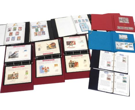 Philately. Three albums of first day covers relating to The Olympics, three albums of mint commemoratives and first days cove