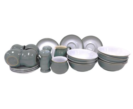 A Denby pottery Regency Meadow pattern part dinner and tea service, comprising eight dinner and dessert plates, seven side pl