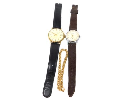 A mid Century Rotary gentleman's stainless steel cased wristwatch, circular champagne dial bearing Arabic numerals, subsidiar