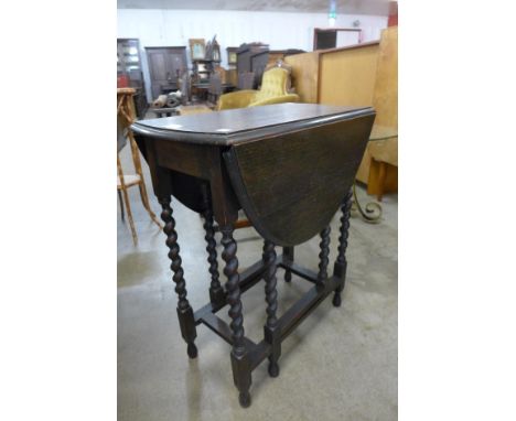 A small oak barleytwist gateleg table 