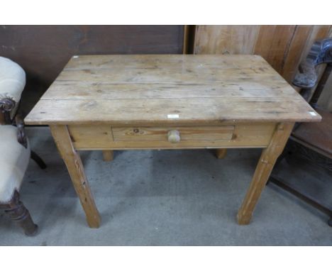 A Victorian style pine single drawer kitchen table 