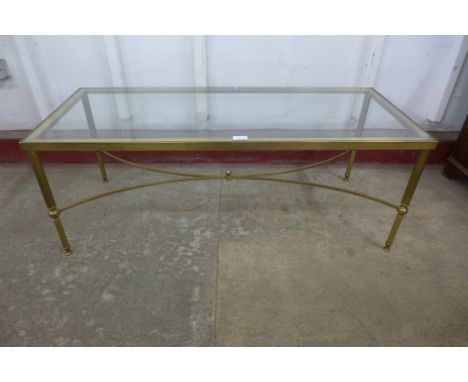 An Italian brass and glass topped rectangular coffee table 