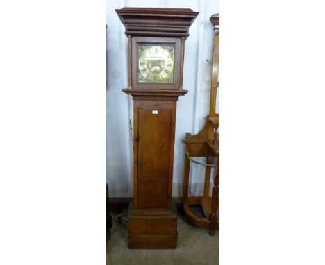 A George III oak 30-hour longcase clock, the brass dial signed George Green, Leicester 