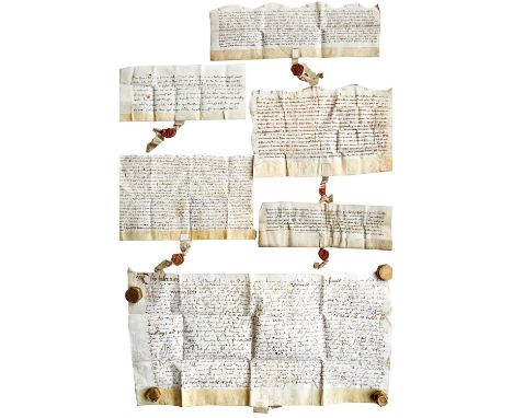 Nottinghamshire - The Manor of Epperstone A small collection of early manuscript indentures, comprising;Indenture of an Agree