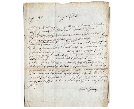 Godfrey (Sir Edmond Berry)Manuscript deposition statement signed Edm: B: Godfrey, relating to Charles, late Duke of Richmond 