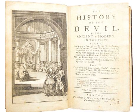 [Defoe (Daniel)]The History of the Devil, as well Ancient as Modern: in Two Parts ....T. Warner, 1727, second edition, [8], 4