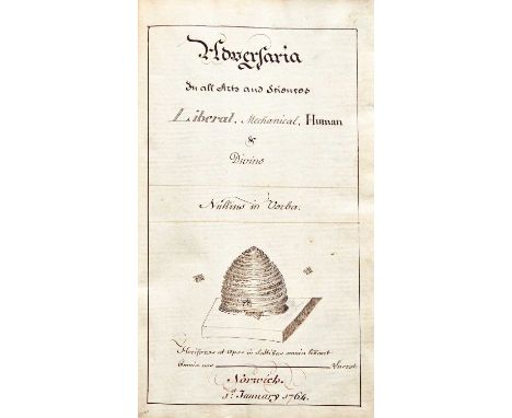 ManuscriptAnon. Hoverfaria, In all Arts and Sciences, Liberal, Mechanical, Human &amp; Divine.Norwich, 1st January, 1764, fol