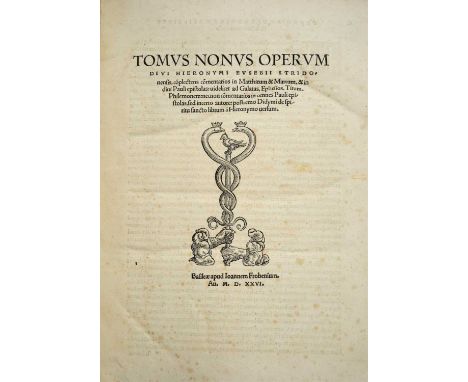 [Saint Jerome] [Erasmus]Tomus Nonus Operum Divi Hieronymi Eusebii Stridonensis complectens commentarios in Matthaeum & Marcum