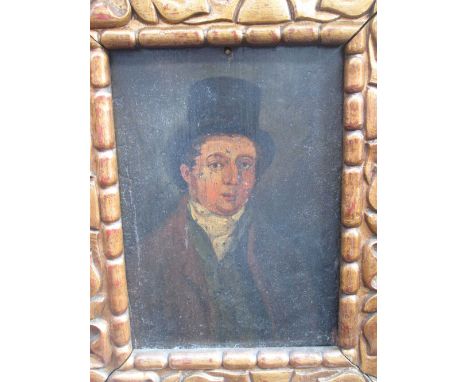 An oil painting on board, portrait study of 18th century gent