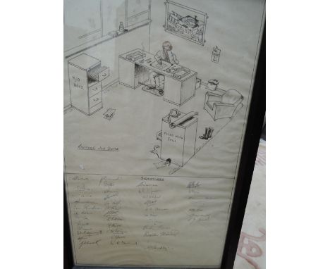 A humorous sketch and associated signatures for retirement of Concorde engine designer