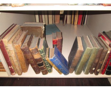 A shelf of antiquarian and later books, poetry, literature and technical interest, including, Ballads of Thackeray, Sea Kings