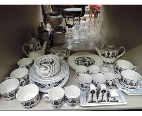 A collection of Royal Worcester and Crown Ducal ware having black and white stylised decoration by Scottie Wilson  CONDITION 