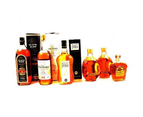 Six bottles of assorted Scotch whisky:Isle of Jura, 10 year old, 43%, 1L, in carton, 1990s bottlingTormore, 10 year old, 43%,