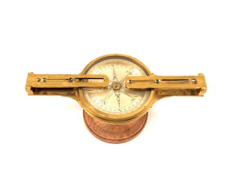 Brass miners compass, silvered circular dial engraved and signed John Hewitson, 29 Market Street, Newcastle upon Tyne, spirit