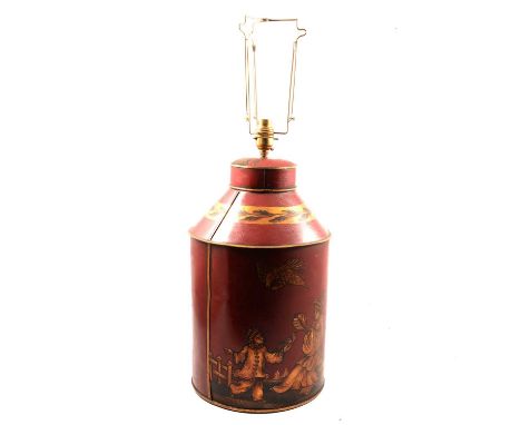 Oriental tea caddy style table lamp, modern, 63cm.