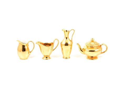 Royal Worcester gilded tea/coffee ware, modern glassware, a hand painted Campana shaped vase (old damages), etc.