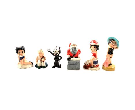 Fourteen Wade Pottery figurines, mostly late 20th century Collectors Club issues - Betty Boop, Cop and Robber, Christmas them