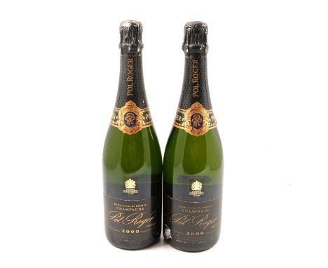 Pol Roger, two bottles of 2000 vintage extra cuvee de reserve champagne.Qty: 2