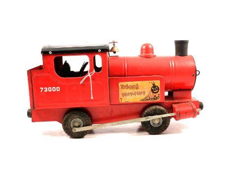 Vintage toys, six including Triang 'Puff Puff' train; Triang children's scooter; Triang children's mangle; Triang crane; chil