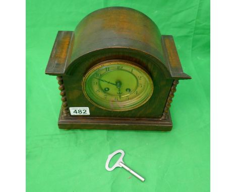 Oak barley twist mantle clock