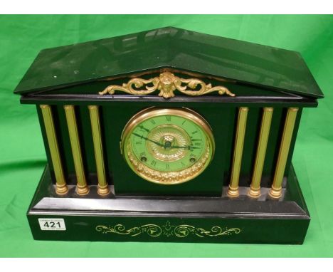 American Ansonia cast iron enamel mantle clock