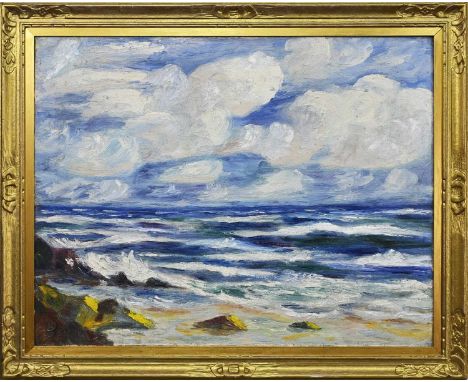 * DONALD BAIN (SCOTTISH 1904 - 1979), THE OPEN SEA oil on canvas, signed, further signed, titled and dated 1944 versoframed i