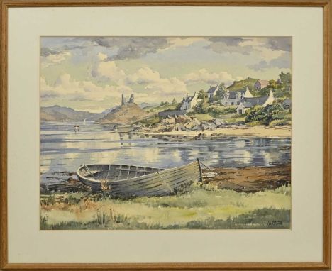 * STIRLING GILLESPIE (SCOTTISH 1908 - 1993), KYLEAKIN watercolour on paper, signed, titled label versomounted, framed and und