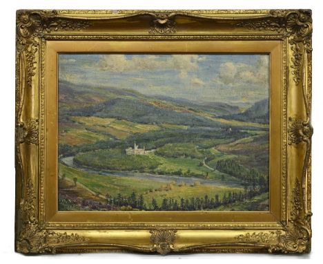 * T G (THOMAS GEORGE) MCGILL DUNCAN (SCOTTISH 1896 - 1978), BALMORAL CASTLE &amp; CRATHIE CHURCH, ROYAL DEESIDE oil on board,