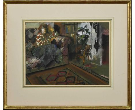 * CRAWFURD ADAMSON (SCOTTISH b. 1953), LADY ON A SOFA pastel on paper, signedmounted, framed and under glassimage size 33cm x