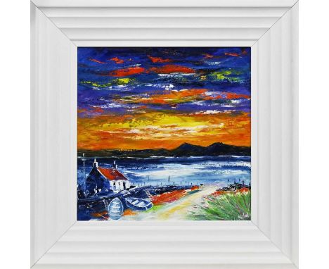 NATALIE SOUTER (SCOTTISH b. 1989),   SUNSET AT IONA oil on canvas, signed, further signed and titled versoframedimage size 31