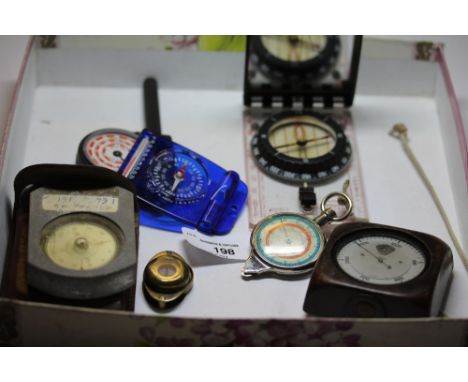 Thommen leather cased altitude gauge No. 35798, Silva pocket compass and a selection navigational items