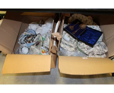 2 Boxes of Misc Including Maling and Barometer (horse plaque and sierra dish withdrawn)