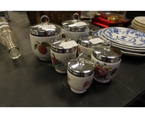 Selection of 6 Royal Worcester egg coddlers