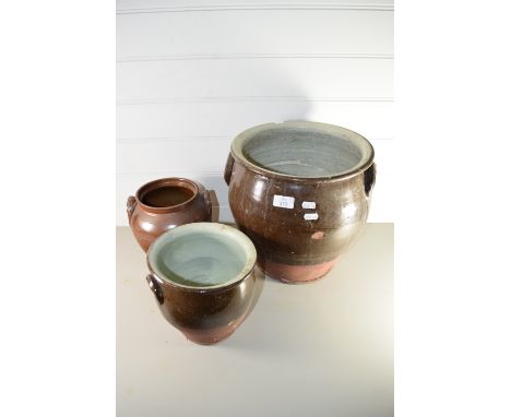 THREE LARGE CERAMIC POTS