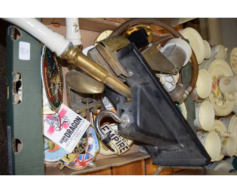 TWO CERAMIC PUB BEER PUMPS AND OTHER BREWERY MEMORABILIA