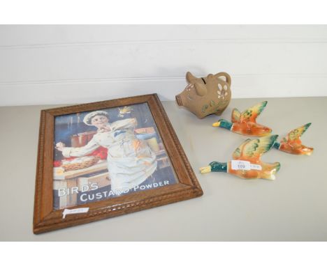 POTTERY WALL BIRDS PLUS CERAMIC PIGGY BOX