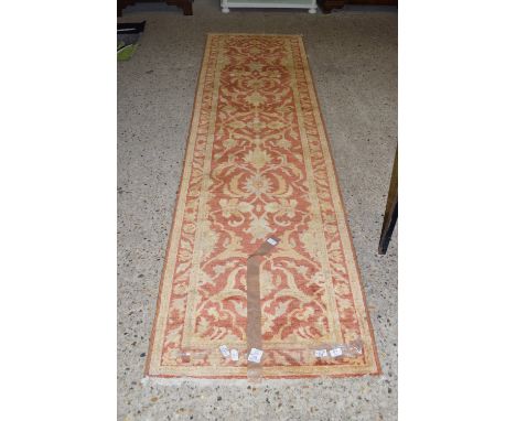 RUNNER WITH STYLISED FLORAL DECORATION, APPROX 78 X 290CM