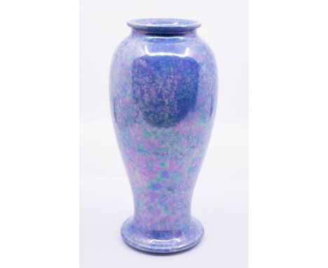 Ruskin - A mottled blue lustre ceramic vase, marked, Ruskin, England, 1927 to base.  Approx. 23cm high x 10.5cm wide.  Furthe