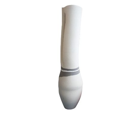 David Roberts large ceramic studio vase in cream and brown. Height approx 91cm. Impressed mark to the base. Further Details: 