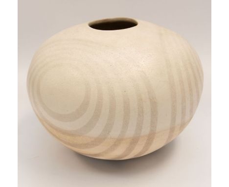 David Roberts studio pottery coil built ceramic vessel entitled 'Vessel 1'. Diameter approx 45cm. Impressed mark to the base.