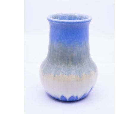 Ruskin - A small matt glazed ceramic vase in light blue, cream and light green coloyway, marked Ruskin, England, 1931 to base