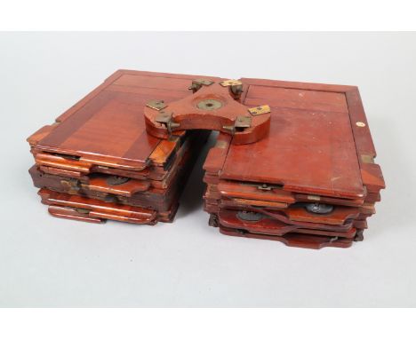 Eight Mahogany Half-Plate DDS Plate Holders, complete, condition from poor to fair, all numbered except one, one holder sligh