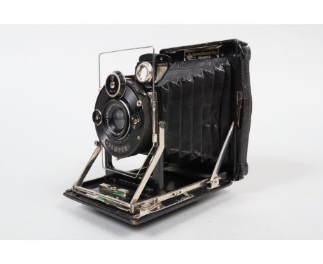 A Kamera-Werkstatten Dresden Patent Etui 6.5 x 9cm Folding Plate Camera, early 1920s, black, body F-G, Compur dial-set shutte