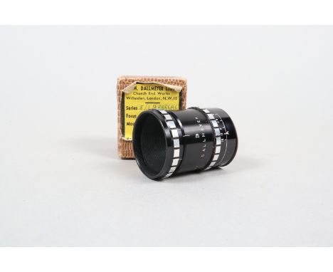 A Dallmeyer 1in f/1.9 Television Lens, C mount, serial no 558647, barrel G, light wear to focus ring, elements G, some dust, 