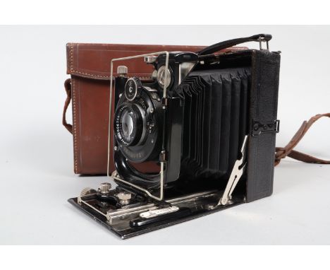 A Zeiss Ikon Trona 210/5 Quarter-Plate Folding Camera, circa 1930, body G, double extension focus jammed, Compur dial-set shu